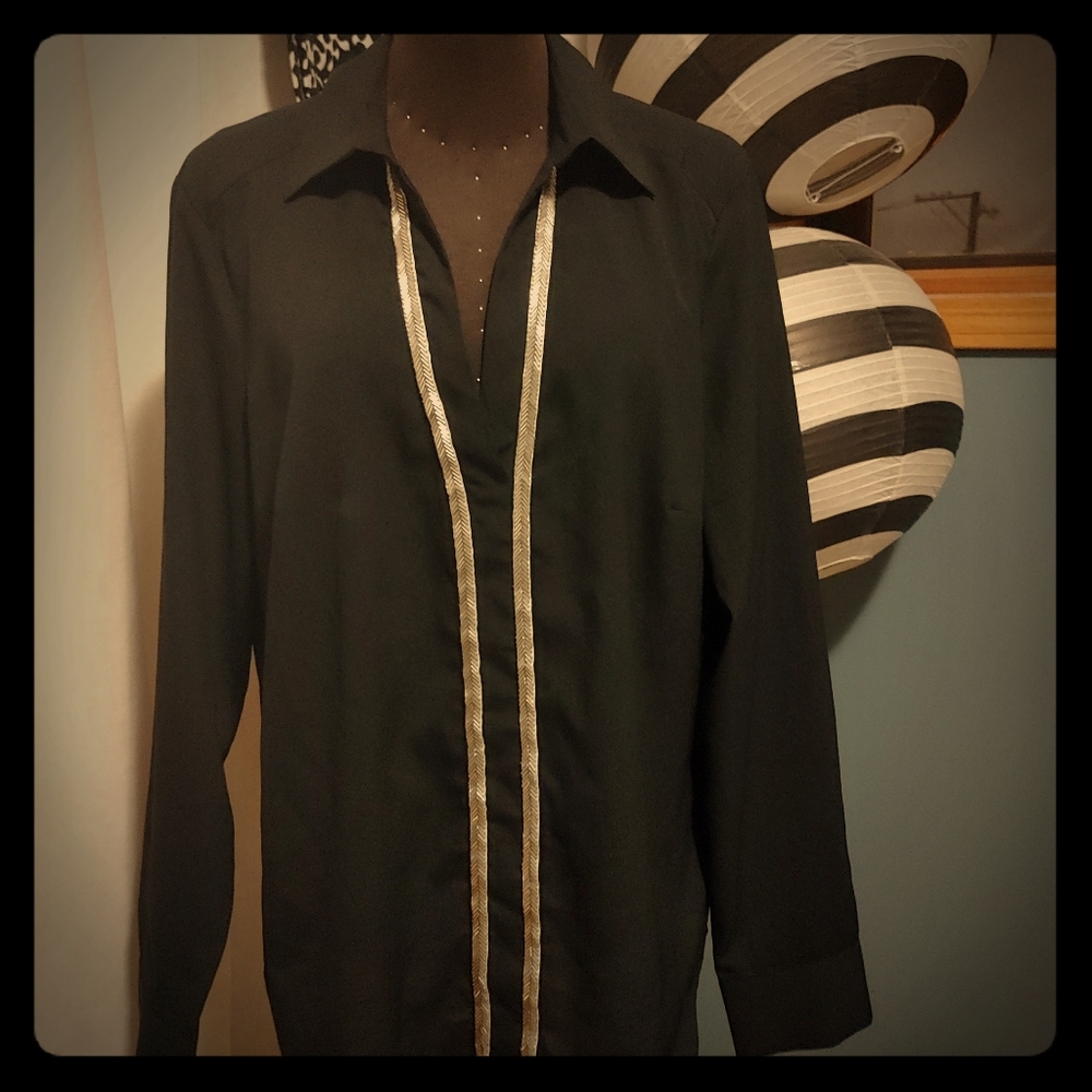 Black New York & Company Bling Shirt